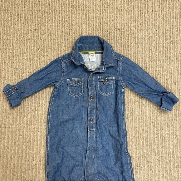 Carter’s Little Captain Chambray Long Sleeve Jumpsuit Size 24 Months Baby - Picture 3 of 9